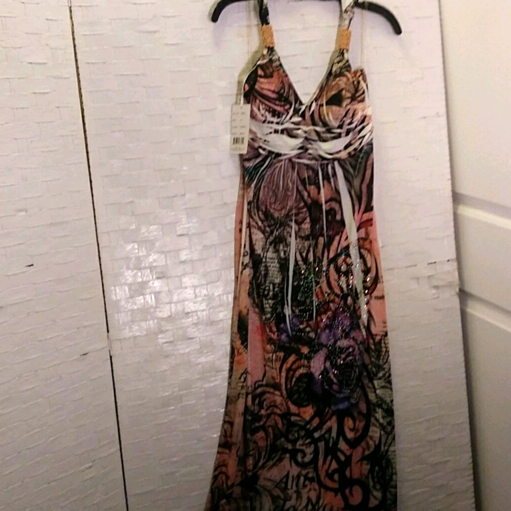Soft, Colorful Maxi Halter with beads & Studs